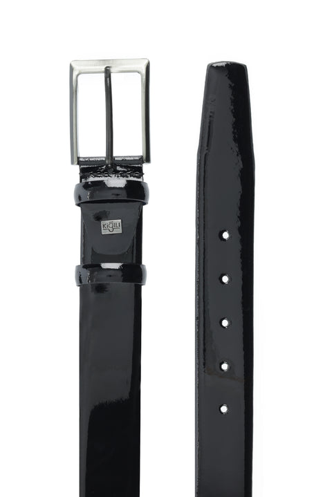 Black Plain Patent Leather Belt
