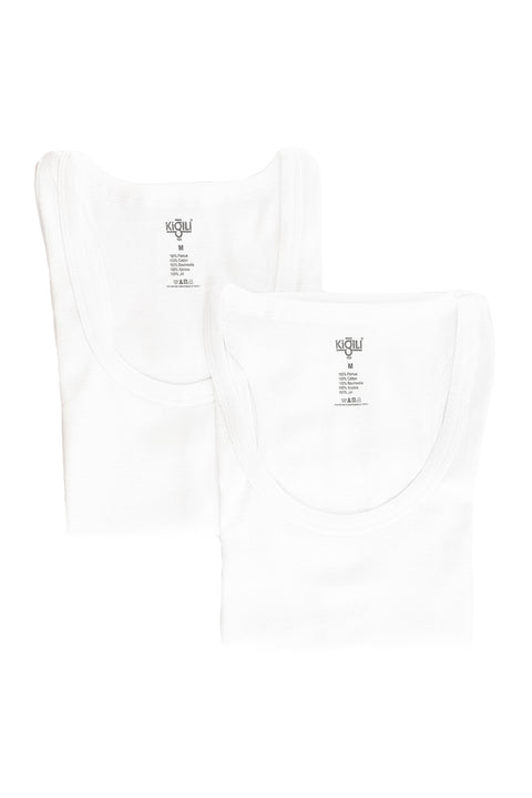 White 2-Piece Cotton Athletic Tank Top Set