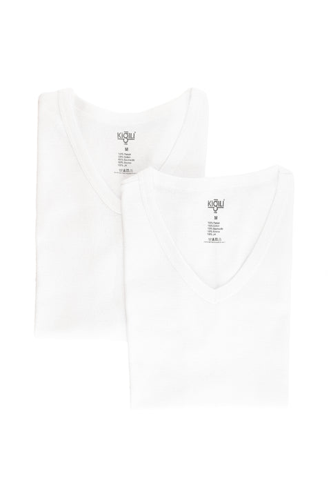 White 2-Piece Cotton V-Neck Tank Top Set