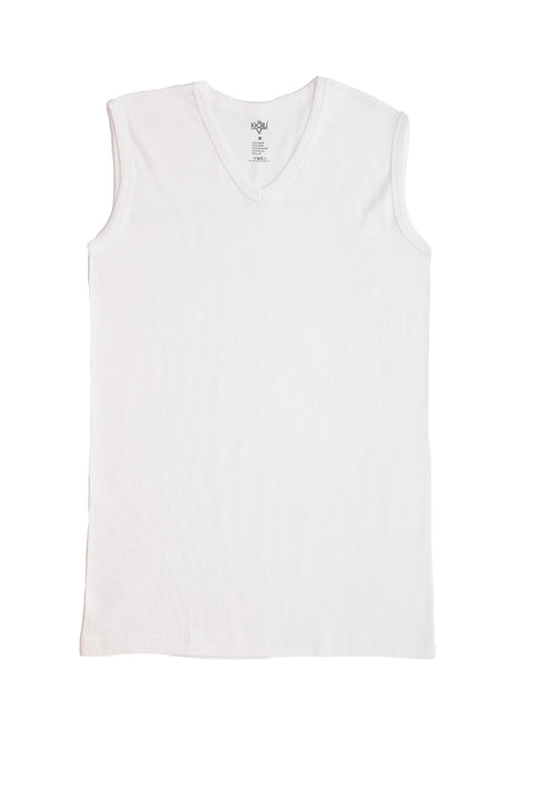White 2-Piece Cotton V-Neck Tank Top Set