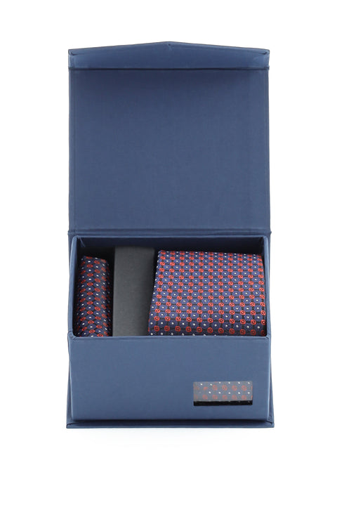 Medium Navy Blue 2-Piece Tie and Pocket Square Set