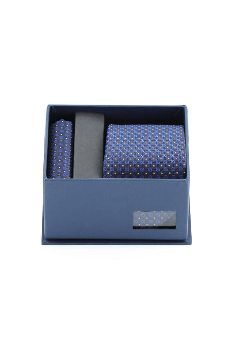 Dark Navy Blue 2-Piece Tie and Pocket Square Set