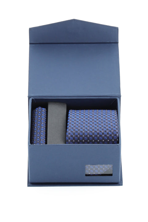 Dark Navy Blue 2-Piece Tie and Pocket Square Set