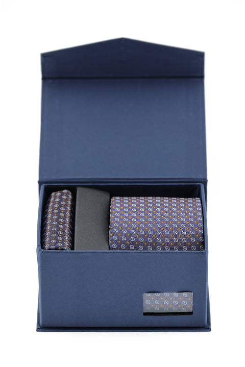 Medium Brown 2-Piece Tie and Pocket Square Set