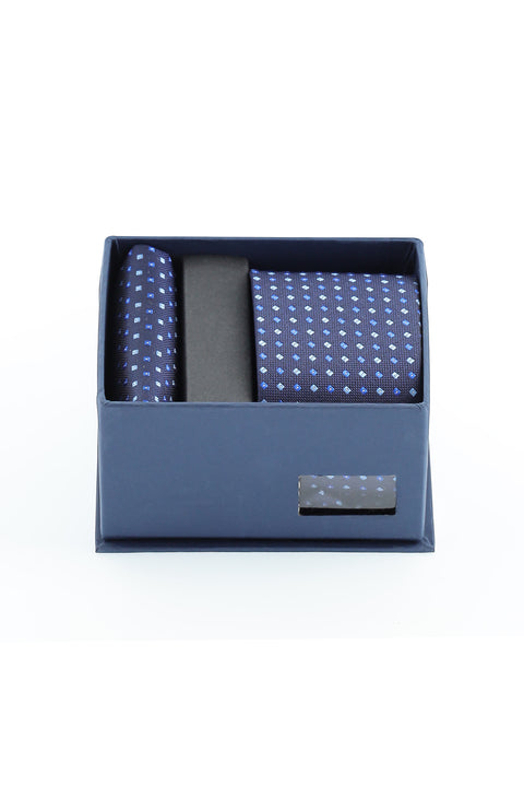Medium Navy Blue 2-Piece Tie and Pocket Square Set