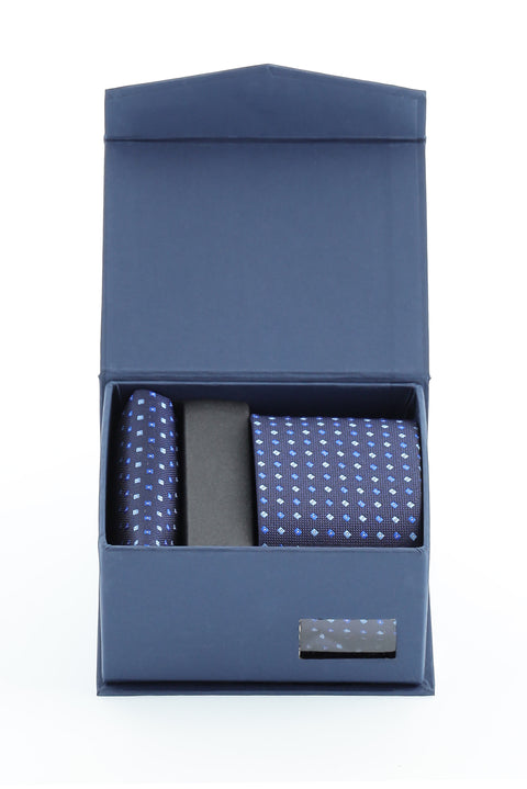 Medium Navy Blue 2-Piece Tie and Pocket Square Set