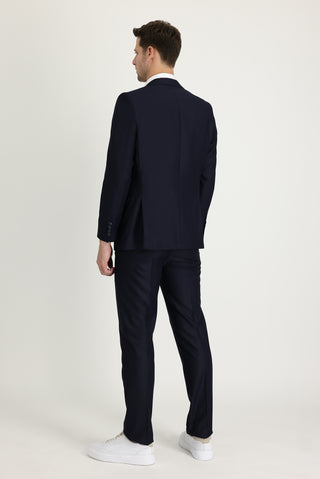  Orta Lacivert 7 Drop Slim Fit Dar Kesim Takım Elbise