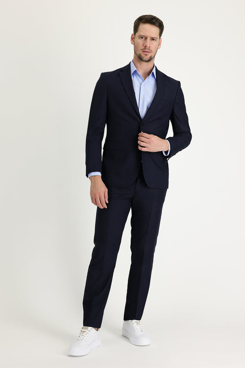 Koyu Lacivert 7 Drop Slim Fit Dar Kesim Takım Elbise