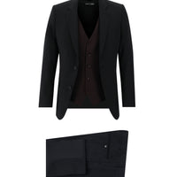 Light Black 7 Drop Slim Fit Narrow Cut Suit with Vest
