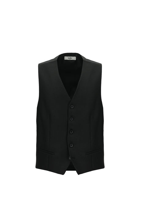 Black 6 Drop Regular Fit Standard Cut Suit with Vest