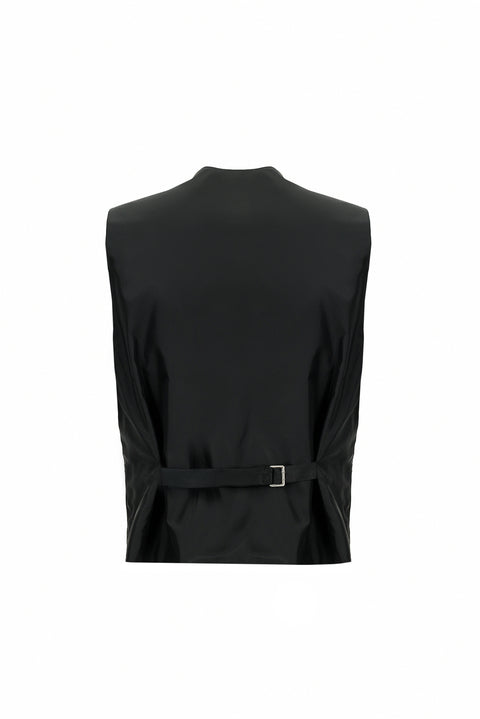 Black 6 Drop Regular Fit Standard Cut Suit with Vest