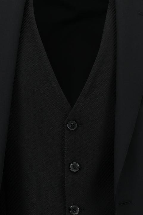 Black 7 Drop Slim Fit Narrow Cut Suit with Vest