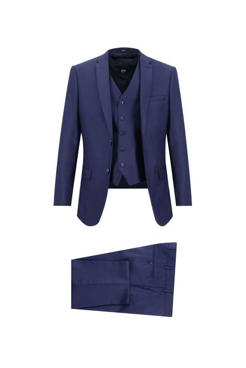 Medium Navy 7 Drop Super Slim Fit Extra Narrow Cut Suit with Vest