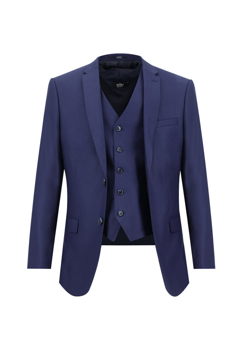 Medium Navy 7 Drop Super Slim Fit Extra Narrow Cut Suit with Vest