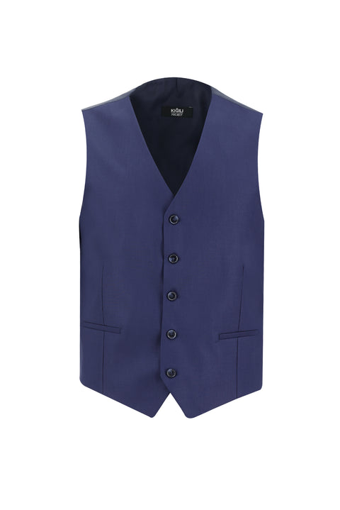 Medium Navy 7 Drop Super Slim Fit Extra Narrow Cut Suit with Vest