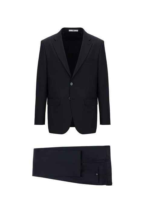 Black and Navy Blue 7 Drop Slim Fit Suit