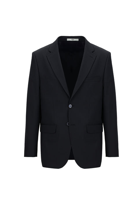 Black and Navy Blue 4-Drop Relaxed Fit Suit