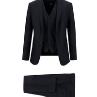 Black and Navy Blue 7 Drop Super Slim Fit Extra Narrow Cut Suit with Vest