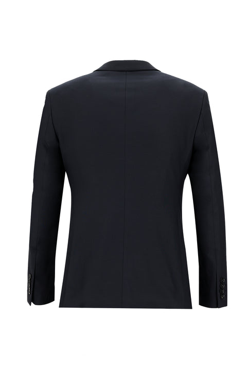 Black and Navy Blue 7 Drop Super Slim Fit Extra Narrow Cut Suit with Vest