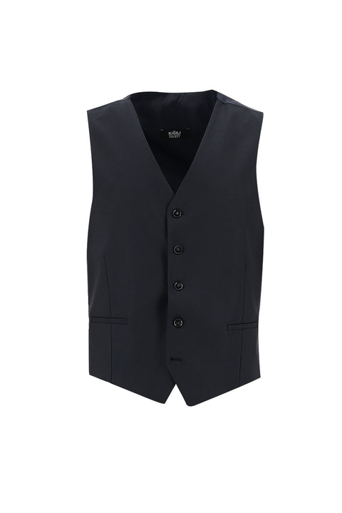 Black and Navy Blue 7 Drop Super Slim Fit Extra Narrow Cut Suit with Vest