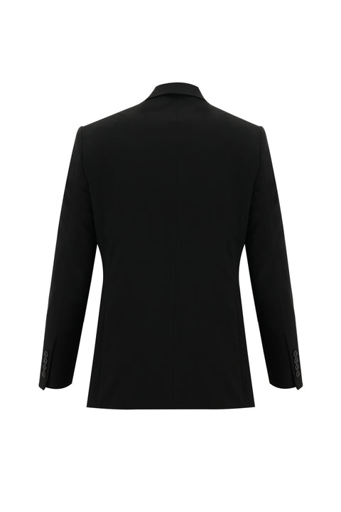 Black 4-Drop Relaxed Fit Wool Suit