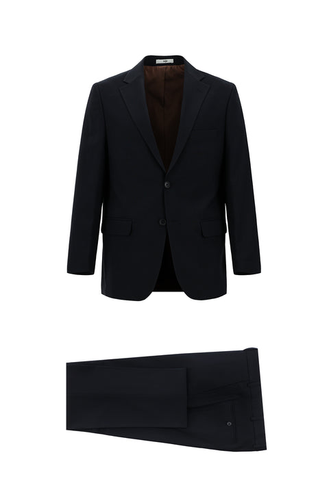 Dark Navy 4-Drop Relaxed Fit Wool Suit