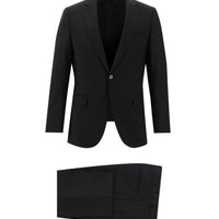 Black 6-Drop Regular Fit Standard Cut Wool Suit