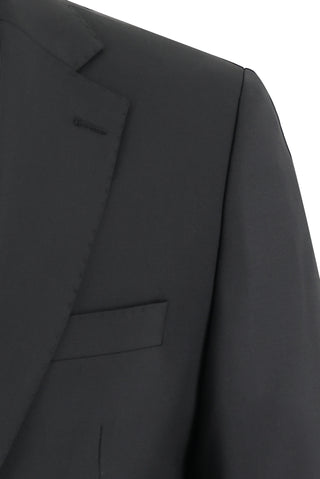  Siyah 7 Drop Slim Fit Dar Kesim Yünlü Takım Elbise