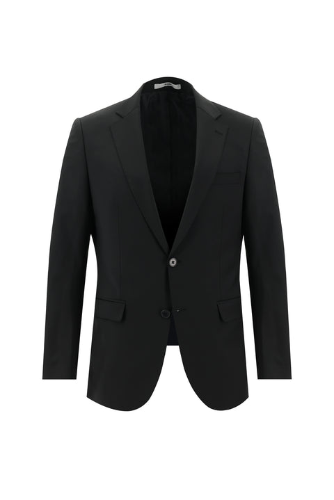Black 6-Drop Regular Fit Standard Cut Wool Suit