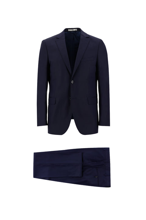 Dark Navy 6 Drop Regular Fit Standard Cut Patterned Suit