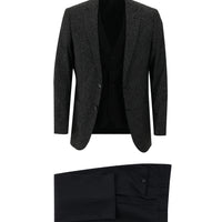 Black 6 Drop Regular Fit Standard Cut Suit with Vest