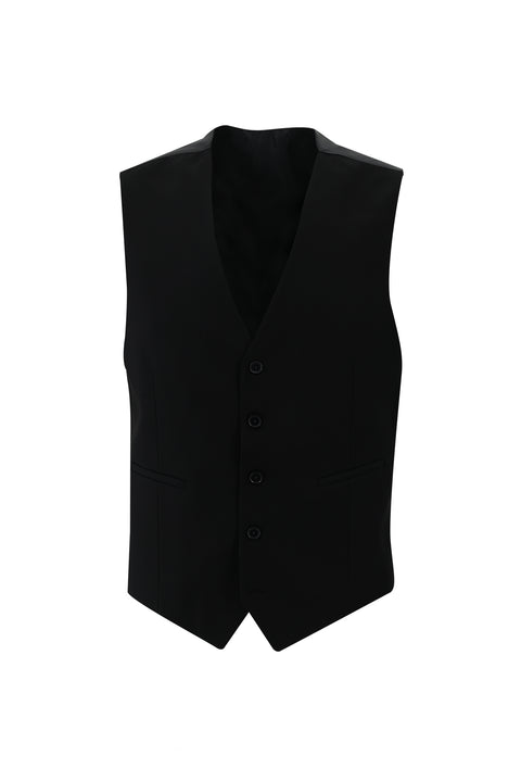 Black 6 Drop Regular Fit Standard Cut Suit with Vest