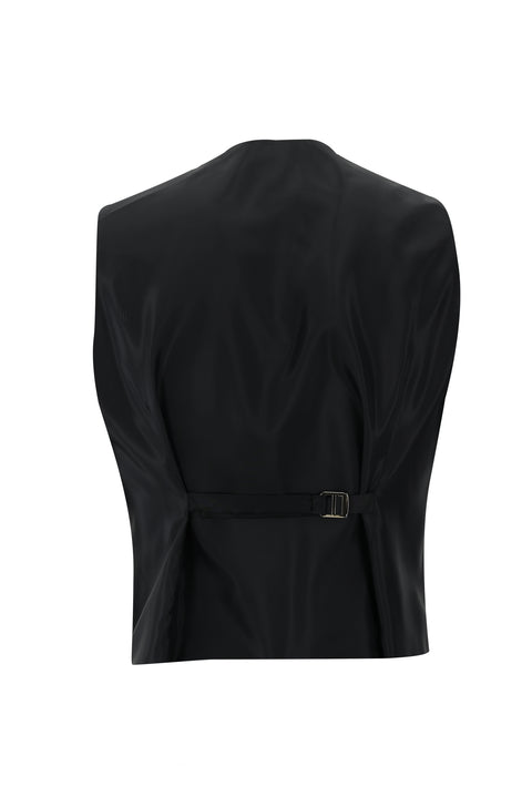 Black 6 Drop Regular Fit Standard Cut Suit with Vest