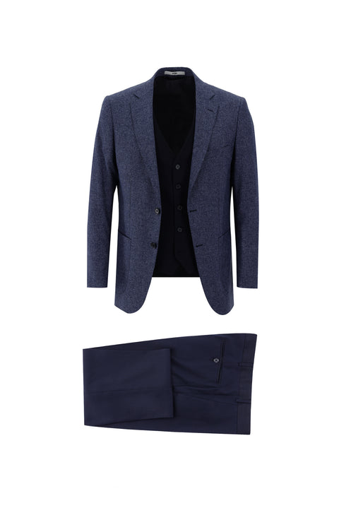 Light Navy Blue 7 Drop Slim Fit Narrow Cut Combination Suit