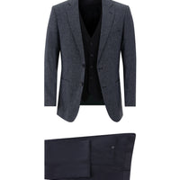 Medium Navy Blue 6 Drop Regular Fit Standard Cut Suit with Vest