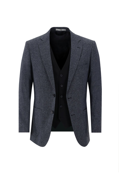 Medium Navy 7 Drop Slim Fit Narrow Cut Suit with Vest