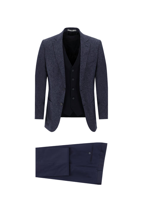 Dark Navy 6 Drop Regular Fit Standard Cut Suit with Vest