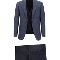 Navy Blue 6 Drop Regular Fit Standard Cut Suit with Vest