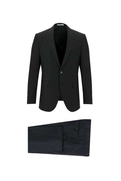 Black 7 Drop Slim Fit Narrow Cut Wool Suit