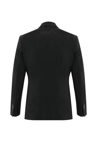  Siyah 4 Drop Relaxed Fit Rahat Kesim Yünlü Takım Elbise