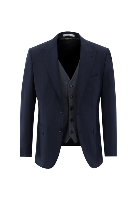 Dark Navy 7 Drop Slim Fit Narrow Cut Wool Combination Suit
