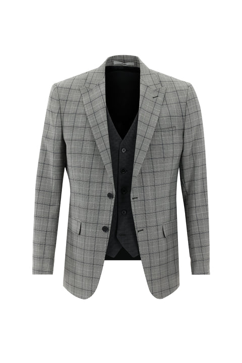 Medium Grey 6 Drop Regular Fit Standard Cut Wool Combination Vest Suit