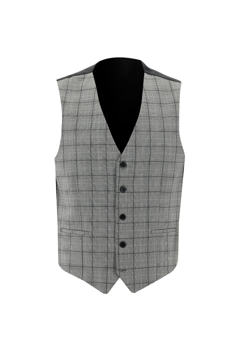 Black 6-Drop Regular Fit Standard Cut Wool Combination Vest Suit