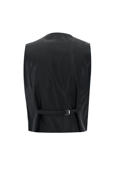 Black 6-Drop Regular Fit Standard Cut Wool Combination Vest Suit
