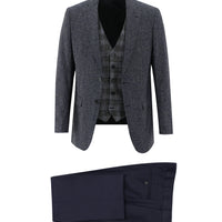 Navy Blue 6 Drop Regular Fit Linen Suit with Vest