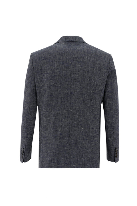 Navy Blue 6 Drop Regular Fit Linen Suit with Vest