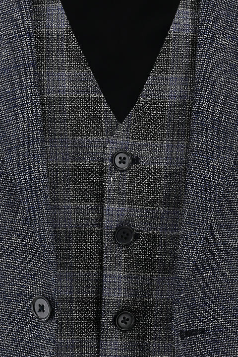 Navy Blue 6 Drop Regular Fit Linen Suit with Vest