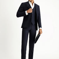 Dark Navy 7 Drop Slim Fit Suit with Vest