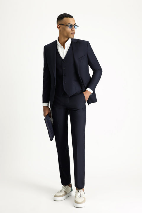 Dark Navy 7 Drop Slim Fit Suit with Vest