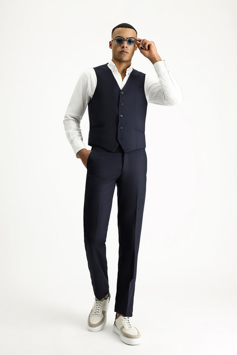 Dark Navy 7 Drop Slim Fit Suit with Vest